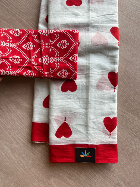 Screen Printed Mul Cotton Saree-23554-23556