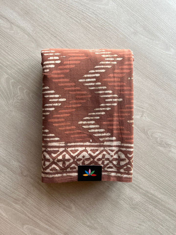 Handblock Printed Mul Cotton Saree- 23561-23562