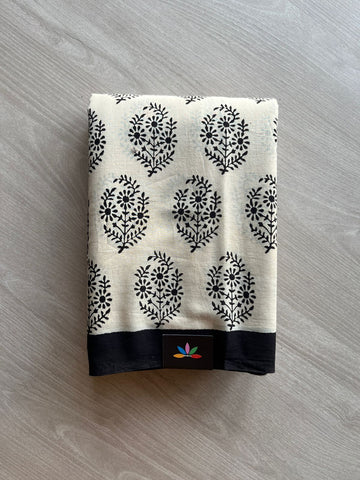 Handblock Printed Mul Cotton Saree -23563-23564
