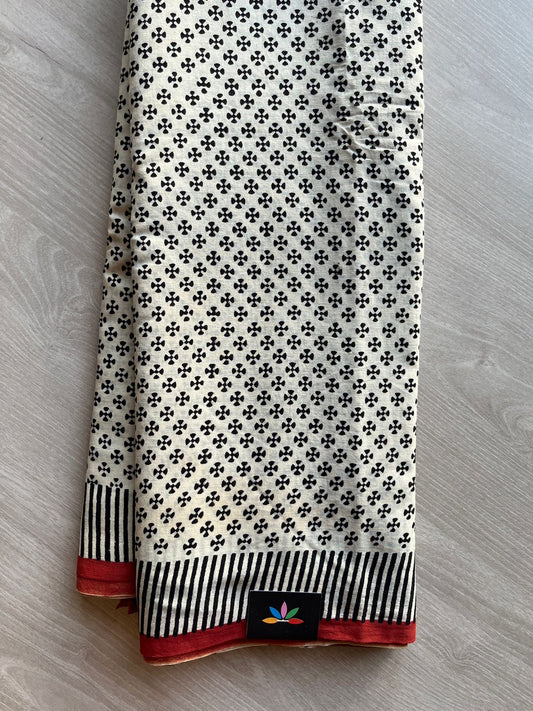 Handblock Printed Mul Cotton Saree -23571-23572