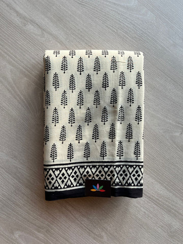 Handblock Printed Mul Cotton Saree -23573-23574