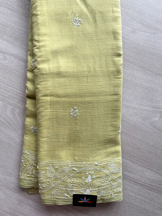 Kantha Hand Stitched Mul Cotton Saree -23582