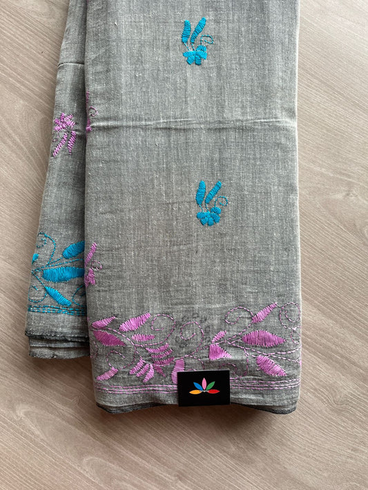Kantha Stitch Cotton Saree -23710