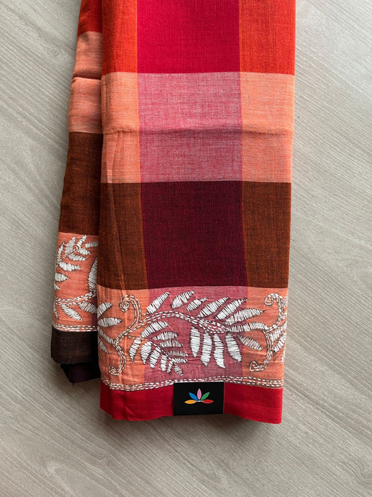 Kantha Stitch Cotton Saree -23714