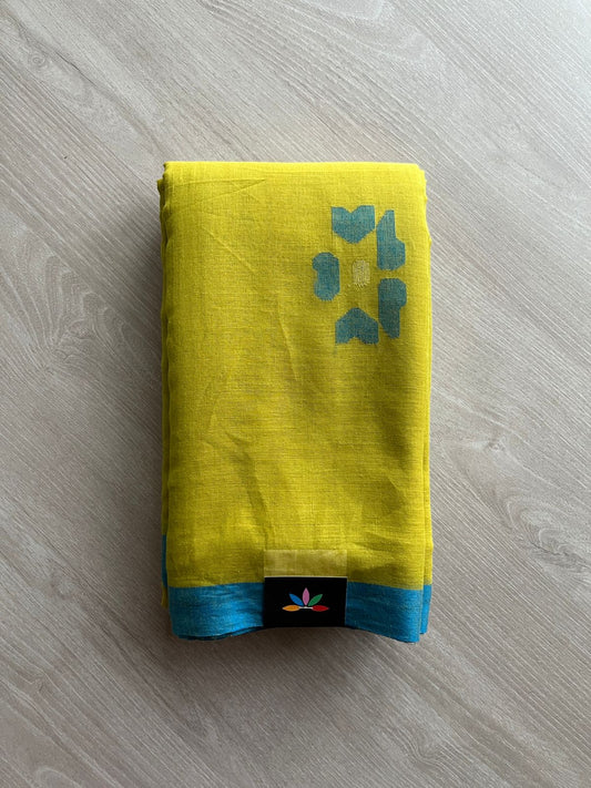 Handloom Jamdani Cotton Saree with Dhakai-Style Pallu – Green -23721