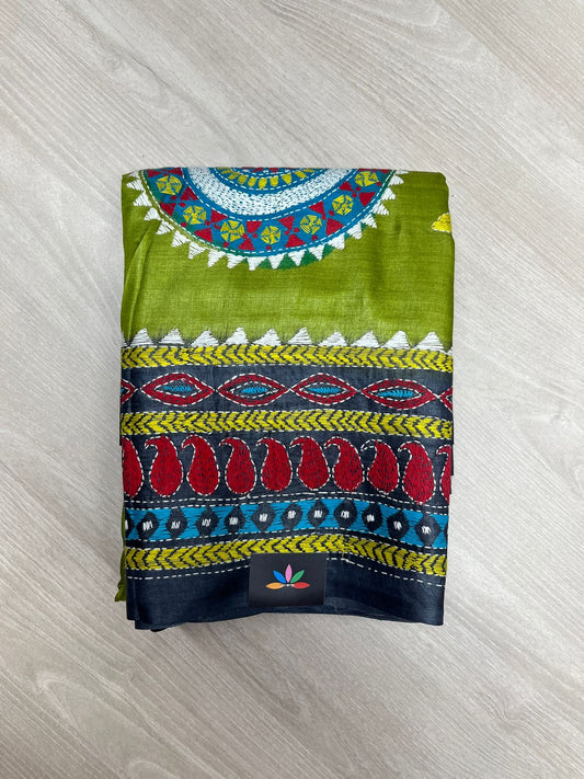 Artisan Handcrafted Tussar Silk Saree with Traditional Motifs -23732