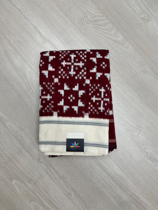 Handwoven Telia Rumal ikkat Cotton Saree -23791