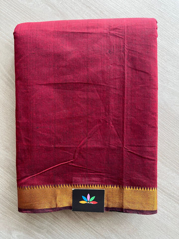 Handwoven Fine Zari Nizam Border Mangalagiri Cotton Saree-23835