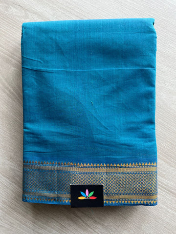 Venice Blue Handwoven Fine Zari Nizam Border Mangalagiri Cotton Saree-23839
