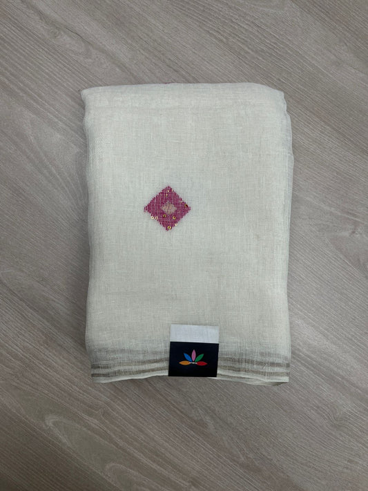 Handloom Premium Linen Jamdani Saree-23848