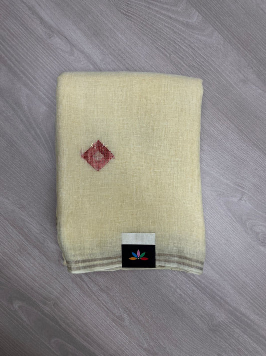 Handloom Premium Linen Jamdani Saree-23849