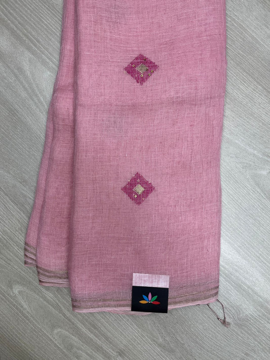 Handloom Premium Linen Jamdani Saree-23850