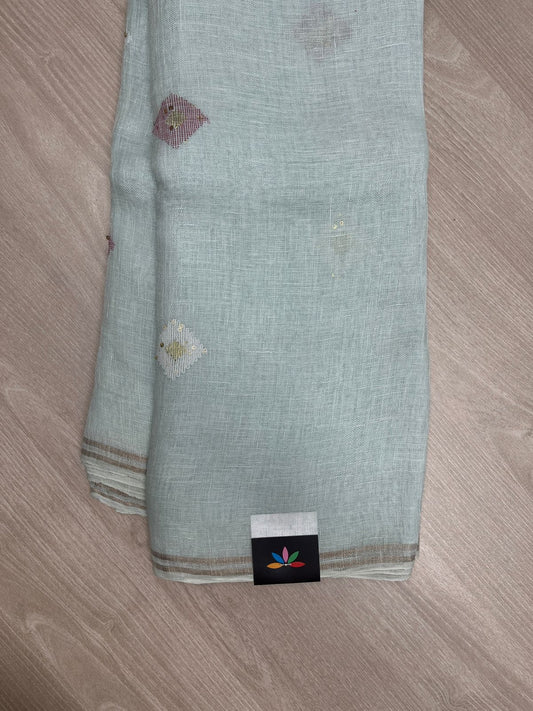 Handloom Premium Linen Jamdani Saree-23851