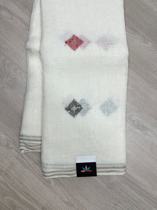 Handloom Premium Linen Jamdani Saree-23852