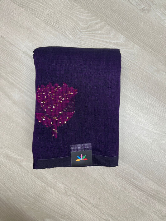 Floral Weave Linen Jamdani Saree-23854