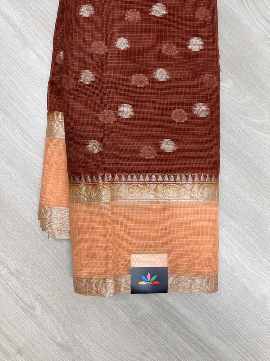 Floral Butta Contrast Border Kota Saree-23858