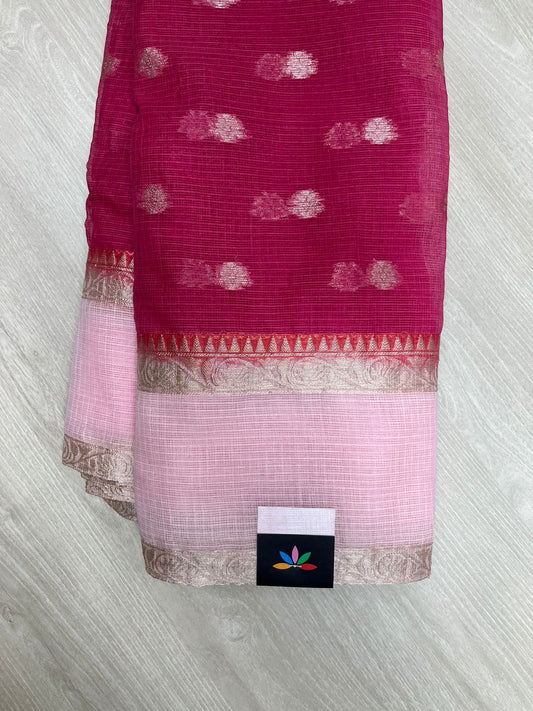 Floral Butta Contrast Border Kota Saree-23859