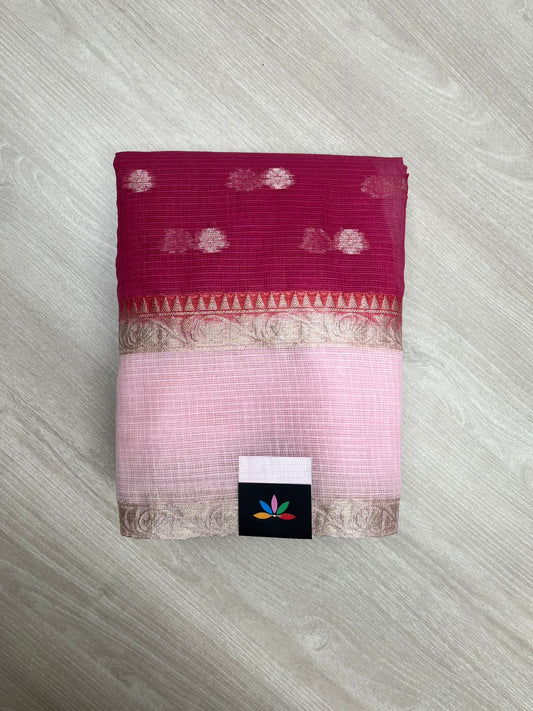 Floral Butta Contrast Border Kota Saree-23859