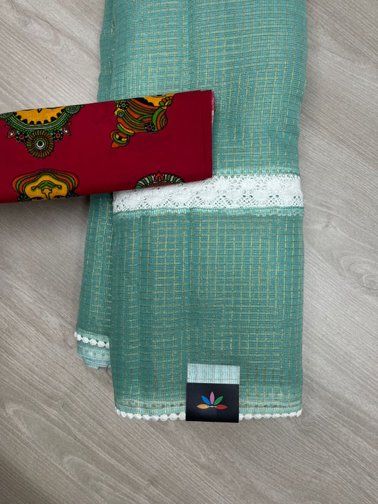 Zari Checks Kota Saree with Crochet Border -23863
