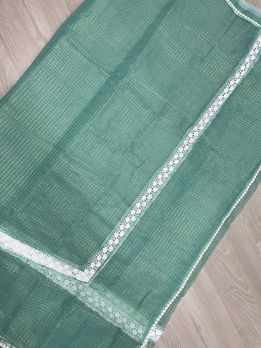 Zari Checks Kota Saree with Crochet Border -23863