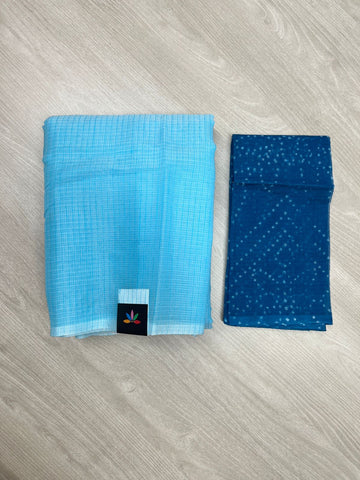 Plain Kota Saree with Contrast Blouse -23865