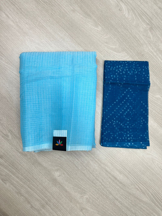 Plain Kota Saree with Contrast Blouse -23865
