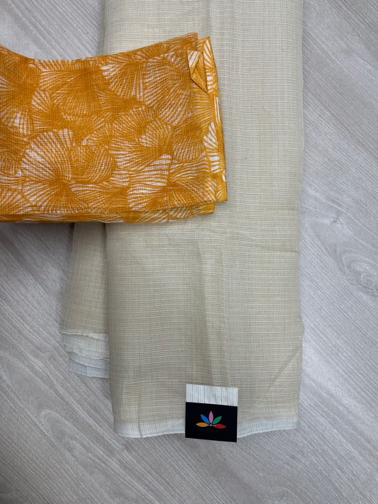 Plain Kota Saree with Contrast Blouse -23866