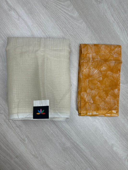 Plain Kota Saree with Contrast Blouse -23866