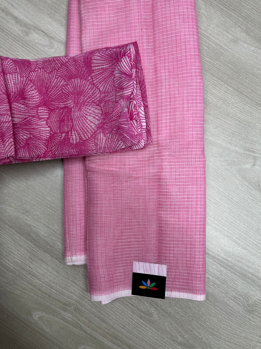 Plain Kota Saree with Contrast Blouse -23868