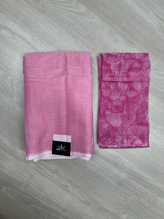 Plain Kota Saree with Contrast Blouse -23868