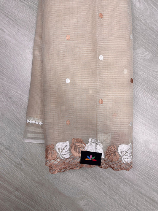 Leaf Embroidered Border Kota Saree-23874