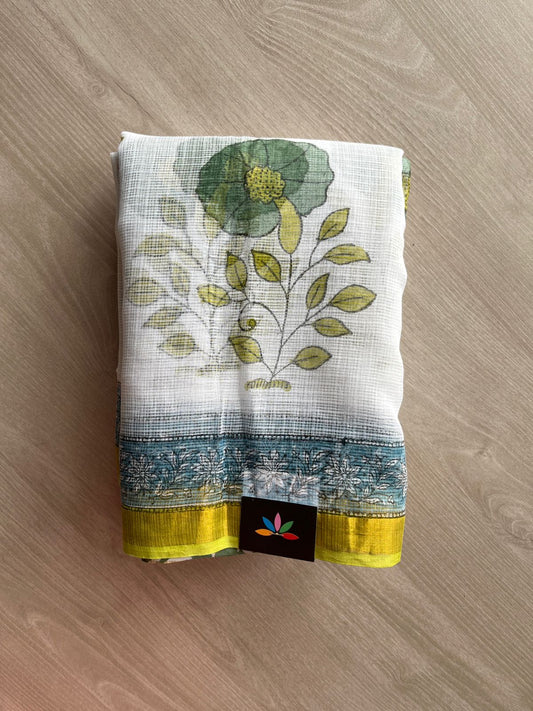 Handblock Printed Kota Doria Saree - 23961- 23962