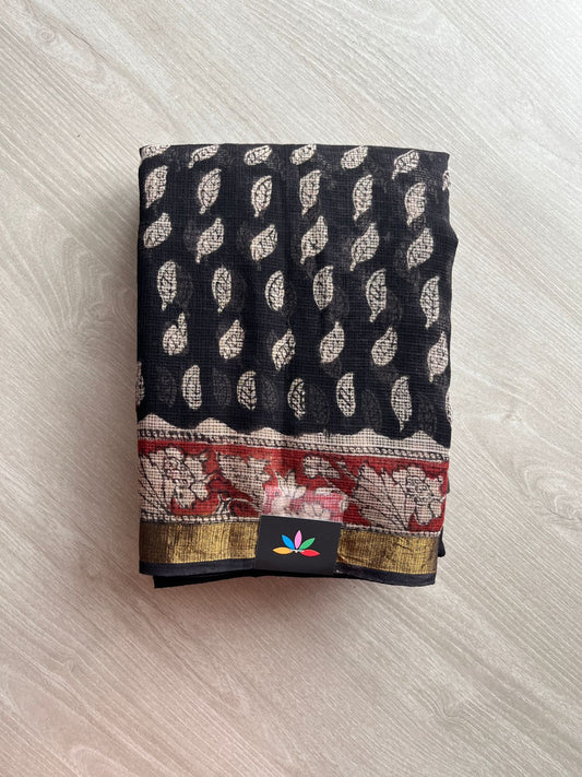 Handblock Printed Kota Doria Saree - 23971- 23972