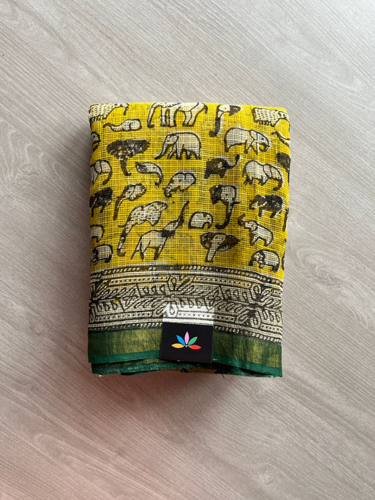 Handblock Printed Kota Doria Saree - 23981 - 23982