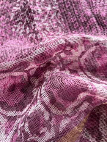 Handblock Printed Kota Doria Saree - 23989 - 23990