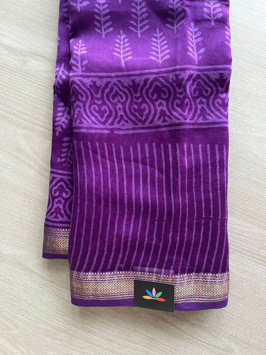 Big Chanderi Silk Cotton Saree with Blouse-24057