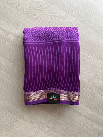 Big Chanderi Silk Cotton Saree with Blouse-24057