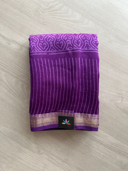 Big Chanderi Silk Cotton Saree with Blouse-24057
