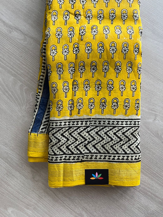 Big Chanderi Silk Cotton Saree with Blouse-24058