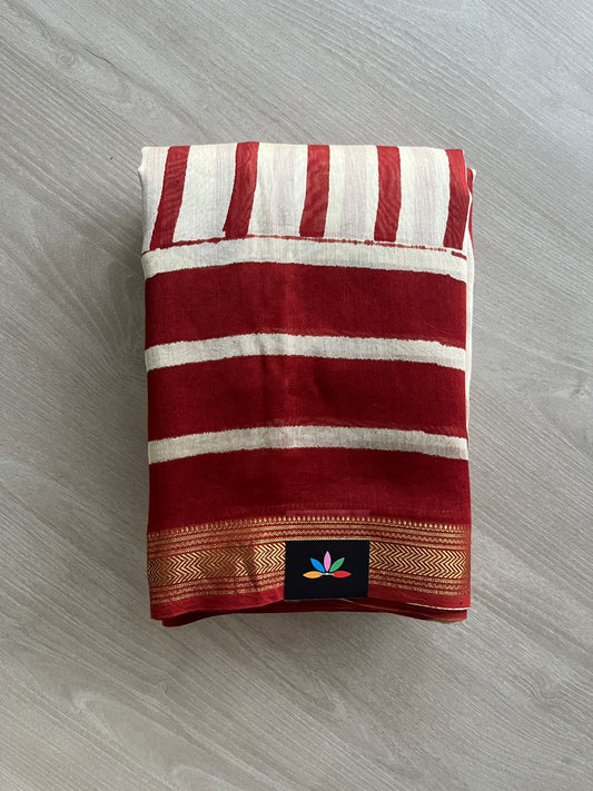 Big Chanderi Silk Cotton Saree with Blouse-24060-24061