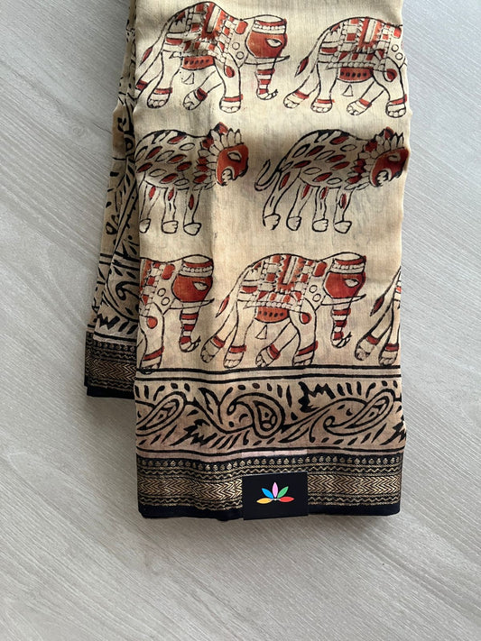 Big Chanderi Silk Cotton Saree with Blouse-24064-24065