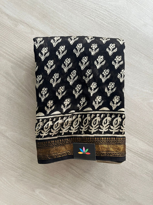 Big Chanderi Silk Cotton Saree with Blouse-24066-24067