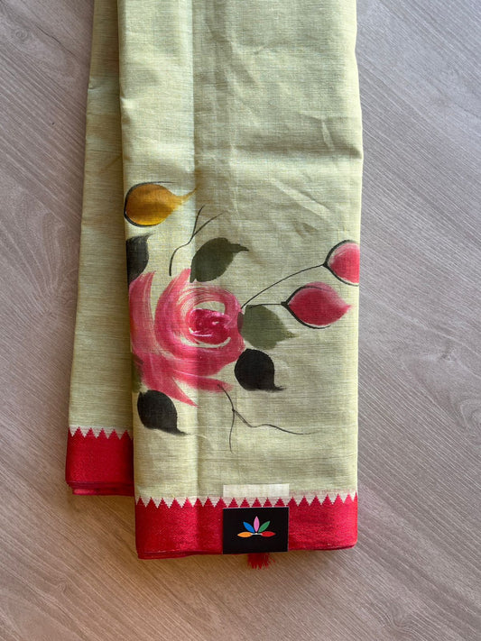 Hand painted Bengal Cotton Saree-24116