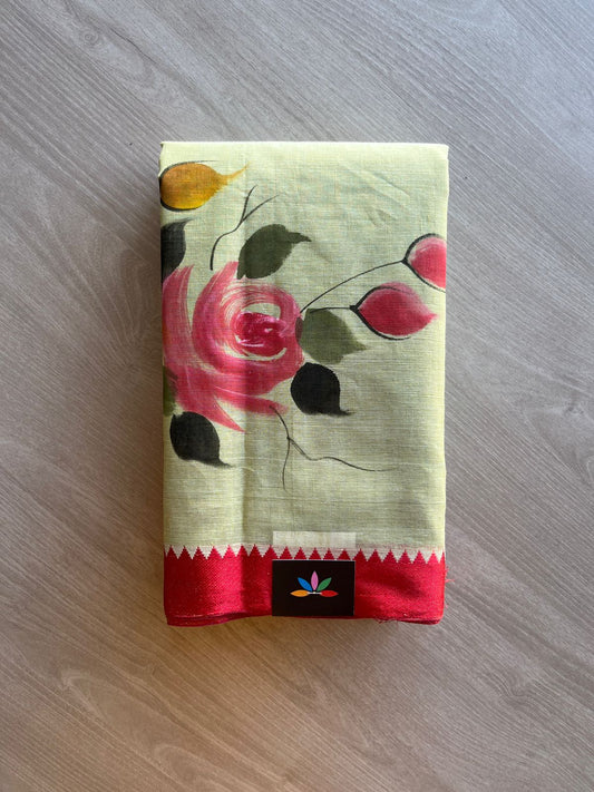 Hand painted Bengal Cotton Saree-24116