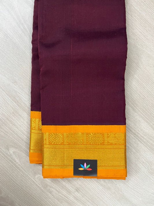 Deep Maroon with Contrast Korvai Border -24163