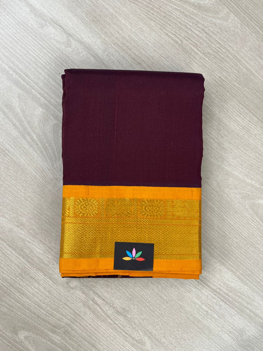 Deep Maroon with Contrast Korvai Border -24163