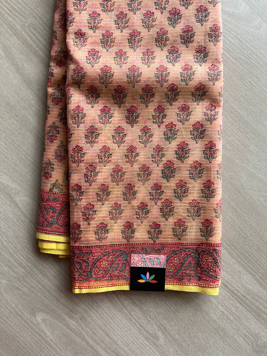 Hand Block Printed Kota Doria Saree -24169
