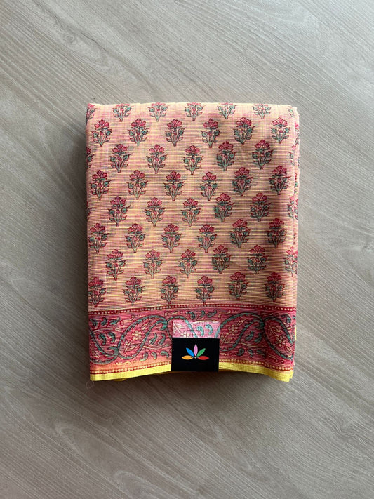 Hand Block Printed Kota Doria Saree -24169
