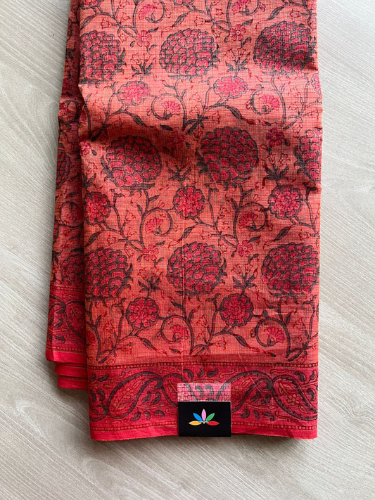 Hand Block Printed Kota Doria Saree -24170