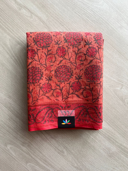 Hand Block Printed Kota Doria Saree -24170
